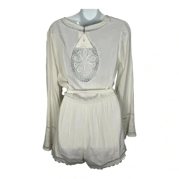 Lost + Wander Sincerely Cream Lace Long Sleeve Romper New with‎ tags Small - Picture 2 of 6